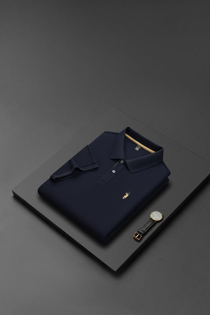 Herren-Poloshirt aus hochwertiger merzerisierter Baumwolle (220 g/m²), sechseckig, Perlenstickerei, Sommerkollektion | 8561 