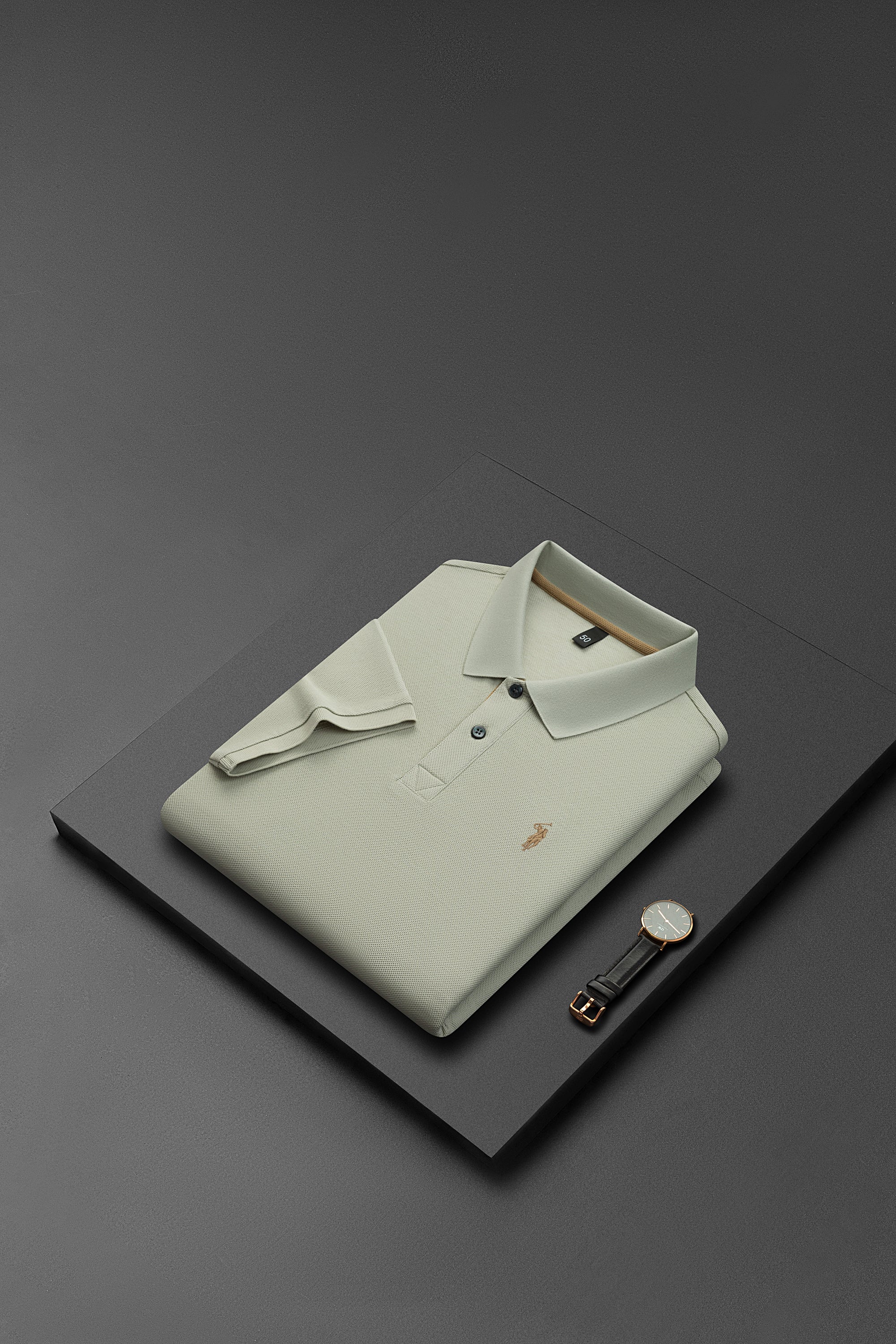 Herren-Poloshirt aus hochwertiger merzerisierter Baumwolle (220 g/m²), sechseckig, Perlenstickerei, Sommerkollektion | 8561 