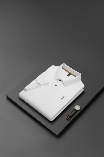 Herren-Poloshirt aus hochwertiger merzerisierter Baumwolle (220 g/m²), sechseckig, Perlenstickerei, Sommerkollektion | 8561 