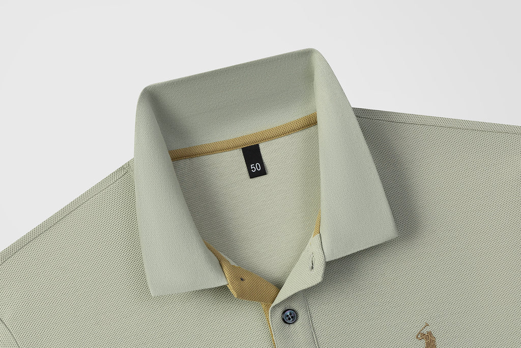 Herren-Poloshirt aus hochwertiger merzerisierter Baumwolle (220 g/m²), sechseckig, Perlenstickerei, Sommerkollektion | 8561 