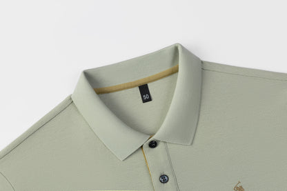 Herren-Poloshirt aus hochwertiger merzerisierter Baumwolle (220 g/m²), sechseckig, Perlenstickerei, Sommerkollektion | 8561 