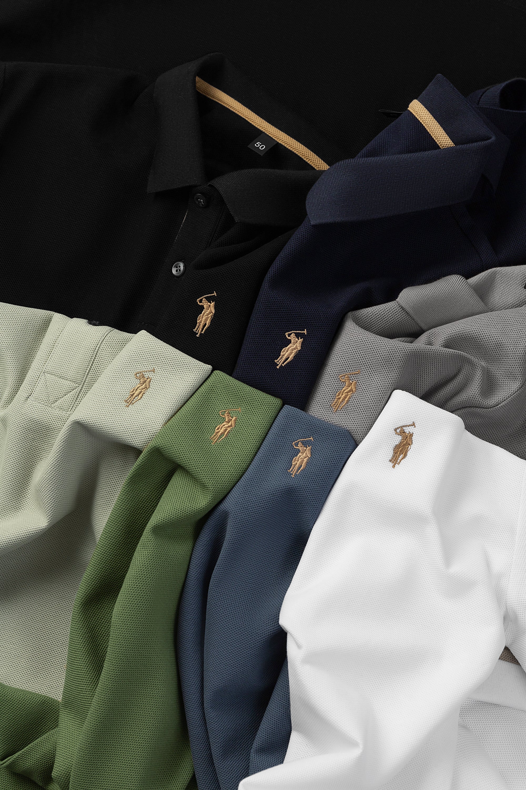 Herren-Poloshirt aus hochwertiger merzerisierter Baumwolle (220 g/m²), sechseckig, Perlenstickerei, Sommerkollektion | 8561 