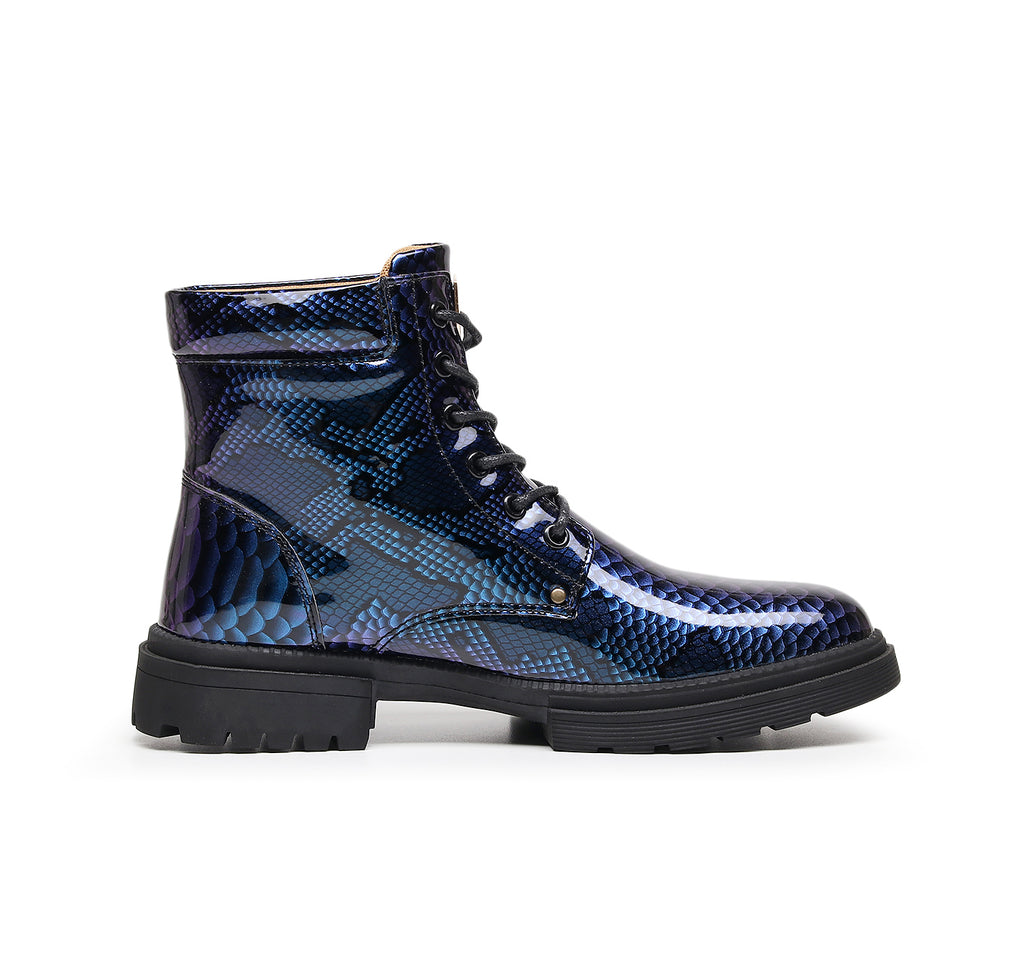 Britische Lederstiefel für Herren – Martin-Freizeitstiefel mit Schlangenmuster-Imitat | 797 