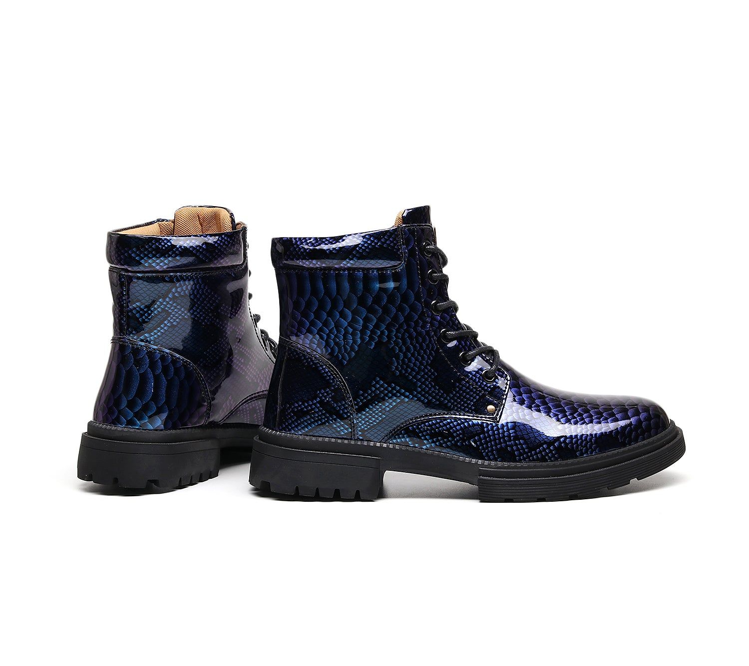 Britische Lederstiefel für Herren – Martin-Freizeitstiefel mit Schlangenmuster-Imitat | 797 