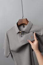 Herren-Poloshirt aus hochwertiger merzerisierter Baumwolle (220 g/m²), sechseckig, Perlenstickerei, Sommerkollektion | 8561 