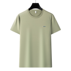 Antibakterielles kühlendes Baumwoll-T-Shirt für Herren – Sommer-Slim-Fit-Oberteil aus Eisseide mit Rundhalsausschnitt | 6550 