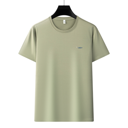 Antibakterielles kühlendes Baumwoll-T-Shirt für Herren – Sommer-Slim-Fit-Oberteil aus Eisseide mit Rundhalsausschnitt | 6550 