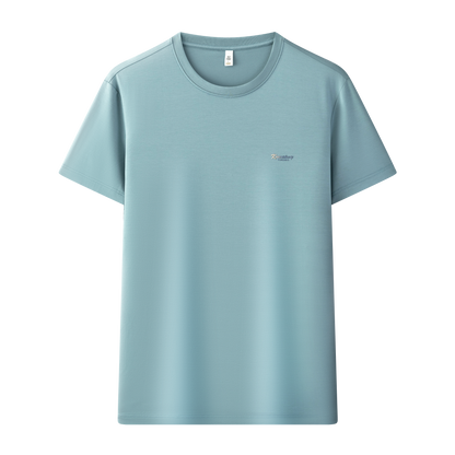 Antibakterielles kühlendes Baumwoll-T-Shirt für Herren – Sommer-Slim-Fit-Oberteil aus Eisseide mit Rundhalsausschnitt | 6550 