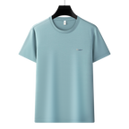 Antibakterielles kühlendes Baumwoll-T-Shirt für Herren – Sommer-Slim-Fit-Oberteil aus Eisseide mit Rundhalsausschnitt | 6550 