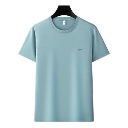 Antibakterielles kühlendes Baumwoll-T-Shirt für Herren – Sommer-Slim-Fit-Oberteil aus Eisseide mit Rundhalsausschnitt | 6550 