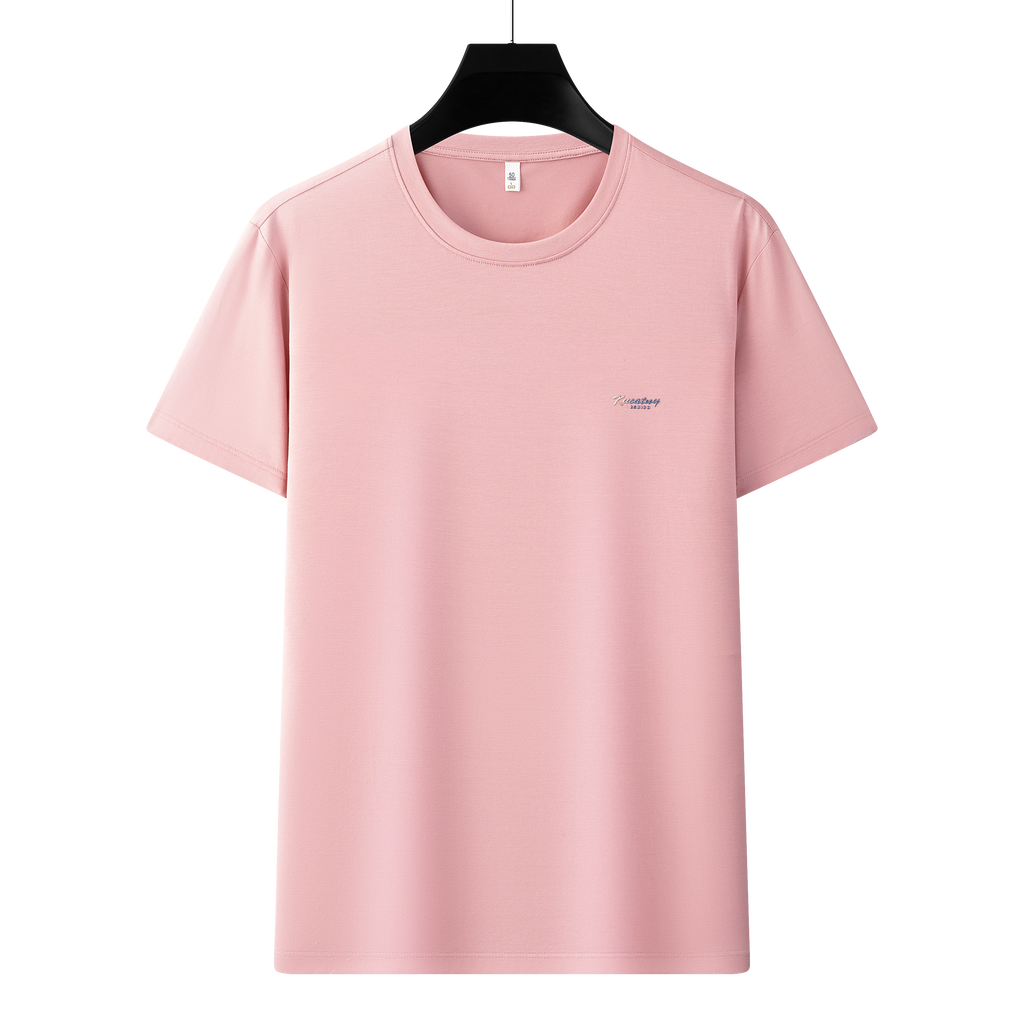 Antibakterielles kühlendes Baumwoll-T-Shirt für Herren – Sommer-Slim-Fit-Oberteil aus Eisseide mit Rundhalsausschnitt | 6550 