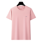 Antibakterielles kühlendes Baumwoll-T-Shirt für Herren – Sommer-Slim-Fit-Oberteil aus Eisseide mit Rundhalsausschnitt | 6550 