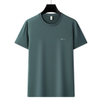 Antibakterielles kühlendes Baumwoll-T-Shirt für Herren – Sommer-Slim-Fit-Oberteil aus Eisseide mit Rundhalsausschnitt | 6550 