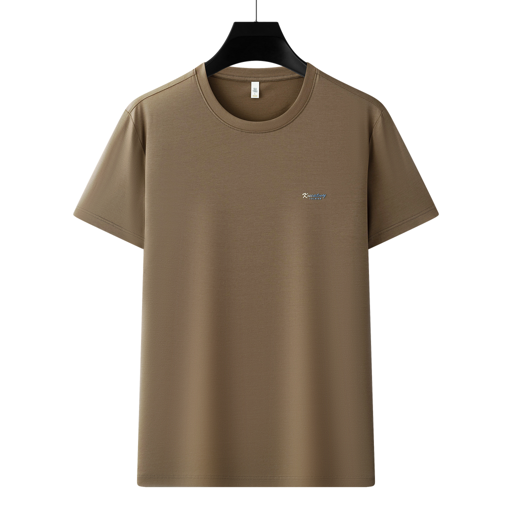 Antibakterielles kühlendes Baumwoll-T-Shirt für Herren – Sommer-Slim-Fit-Oberteil aus Eisseide mit Rundhalsausschnitt | 6550 