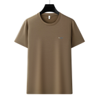 Antibakterielles kühlendes Baumwoll-T-Shirt für Herren – Sommer-Slim-Fit-Oberteil aus Eisseide mit Rundhalsausschnitt | 6550 