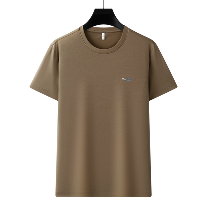 Antibakterielles kühlendes Baumwoll-T-Shirt für Herren – Sommer-Slim-Fit-Oberteil aus Eisseide mit Rundhalsausschnitt | 6550 
