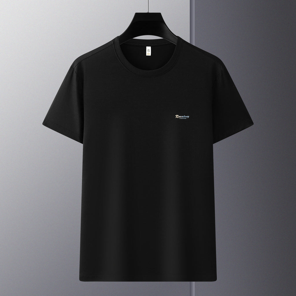 Antibakterielles kühlendes Baumwoll-T-Shirt für Herren – Sommer-Slim-Fit-Oberteil aus Eisseide mit Rundhalsausschnitt | 6550 