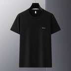 Antibakterielles kühlendes Baumwoll-T-Shirt für Herren – Sommer-Slim-Fit-Oberteil aus Eisseide mit Rundhalsausschnitt | 6550 