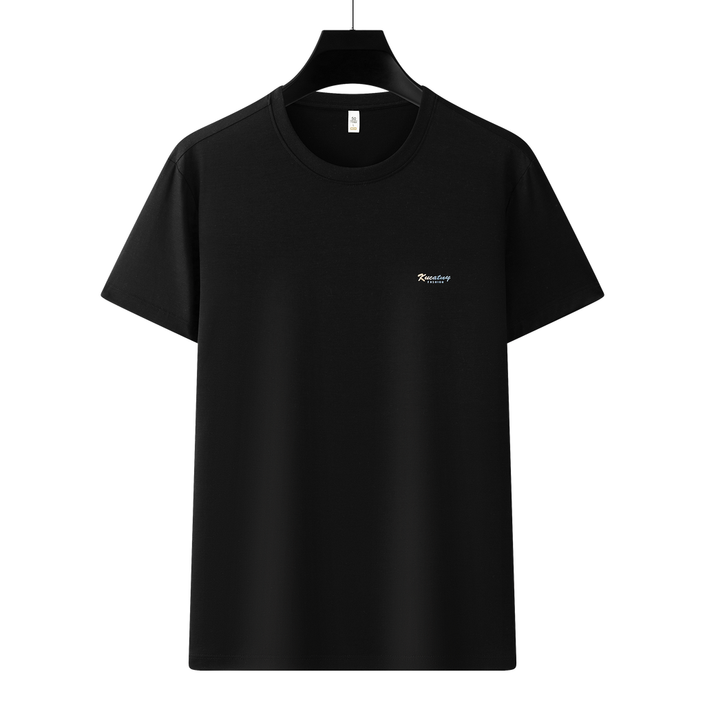 Antibakterielles kühlendes Baumwoll-T-Shirt für Herren – Sommer-Slim-Fit-Oberteil aus Eisseide mit Rundhalsausschnitt | 6550 