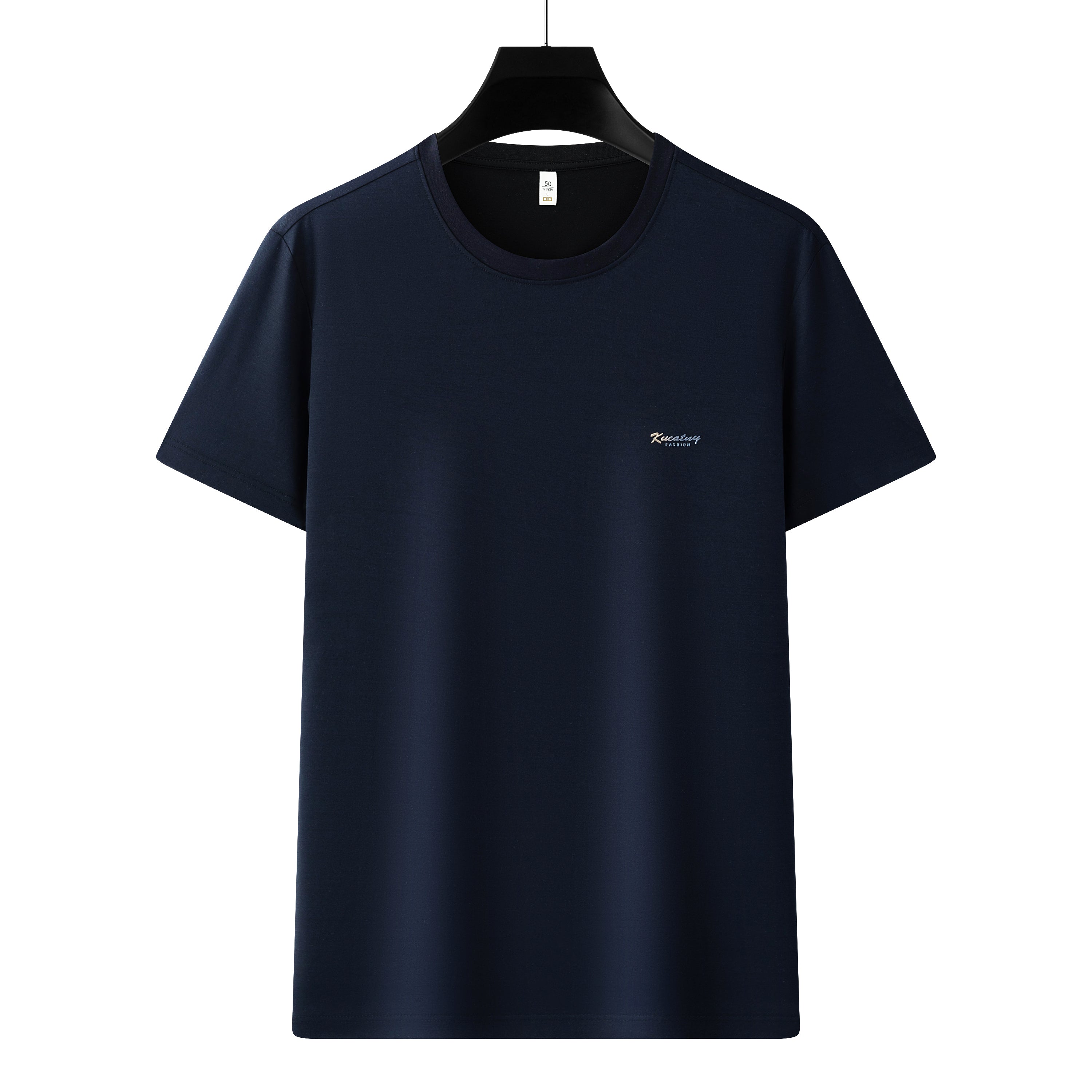 Antibakterielles kühlendes Baumwoll-T-Shirt für Herren – Sommer-Slim-Fit-Oberteil aus Eisseide mit Rundhalsausschnitt | 6550 