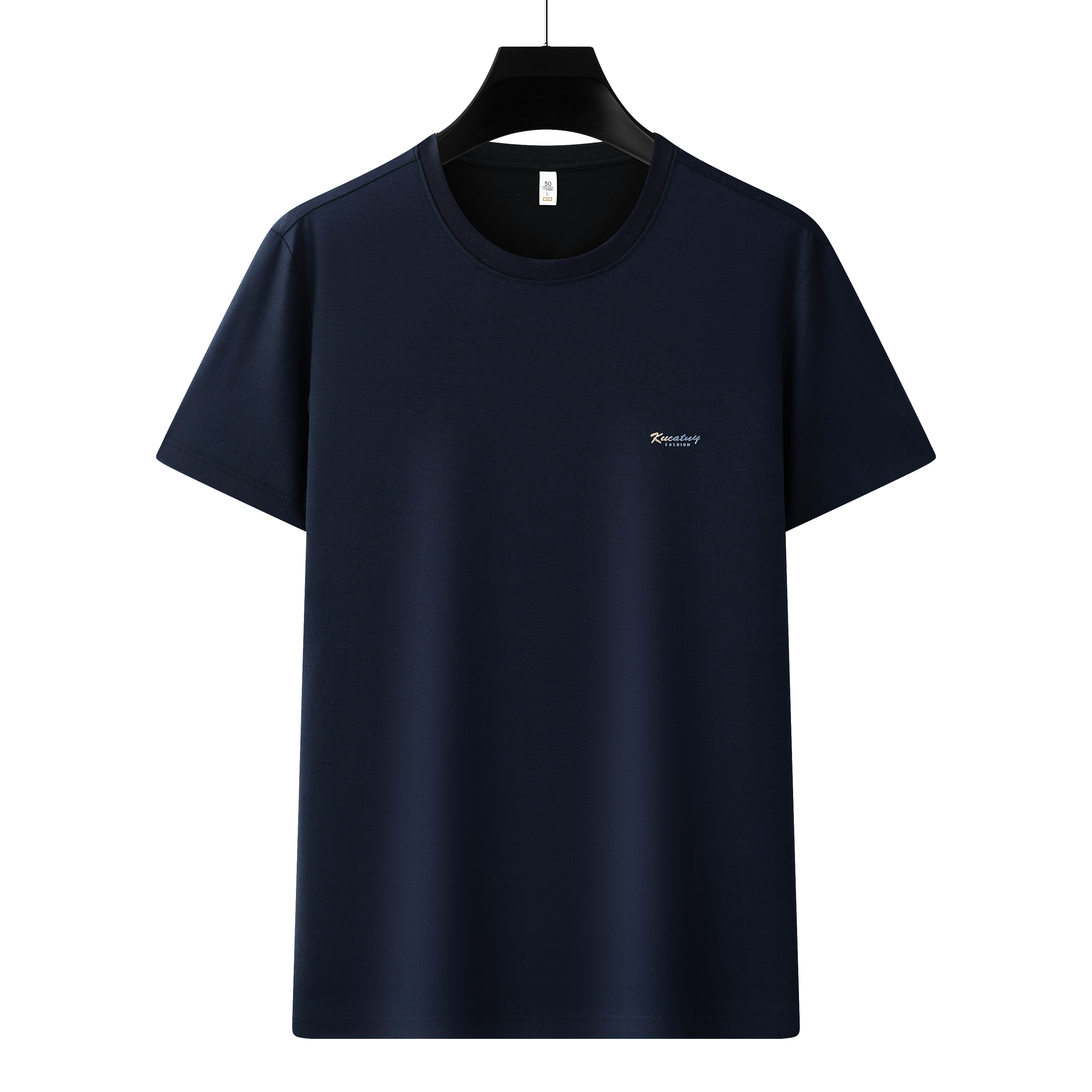 Antibakterielles kühlendes Baumwoll-T-Shirt für Herren – Sommer-Slim-Fit-Oberteil aus Eisseide mit Rundhalsausschnitt | 6550 