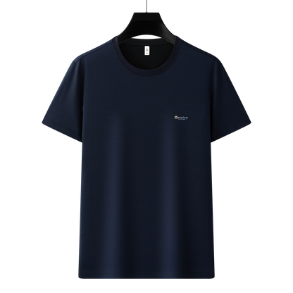 Antibakterielles kühlendes Baumwoll-T-Shirt für Herren – Sommer-Slim-Fit-Oberteil aus Eisseide mit Rundhalsausschnitt | 6550 