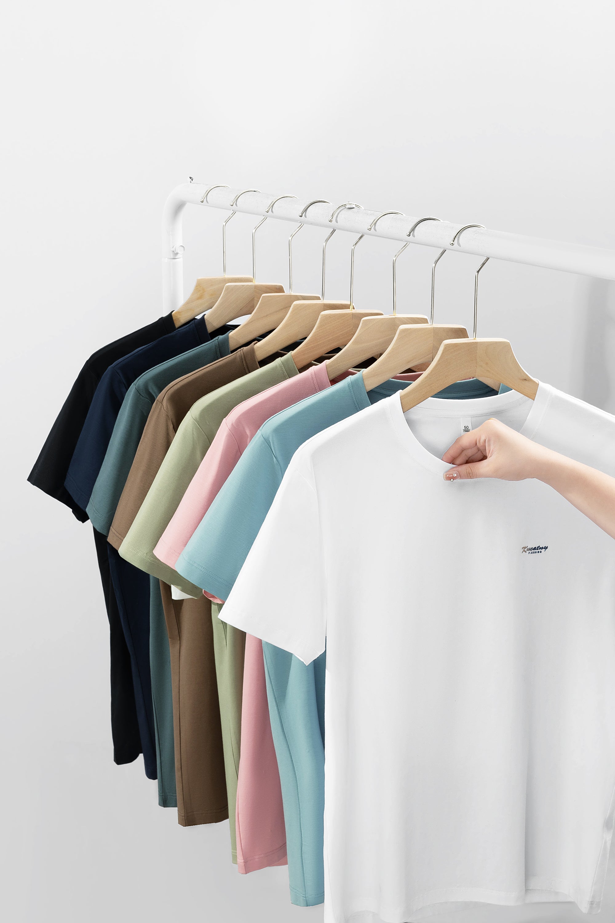 Antibakterielles kühlendes Baumwoll-T-Shirt für Herren – Sommer-Slim-Fit-Oberteil aus Eisseide mit Rundhalsausschnitt | 6550 