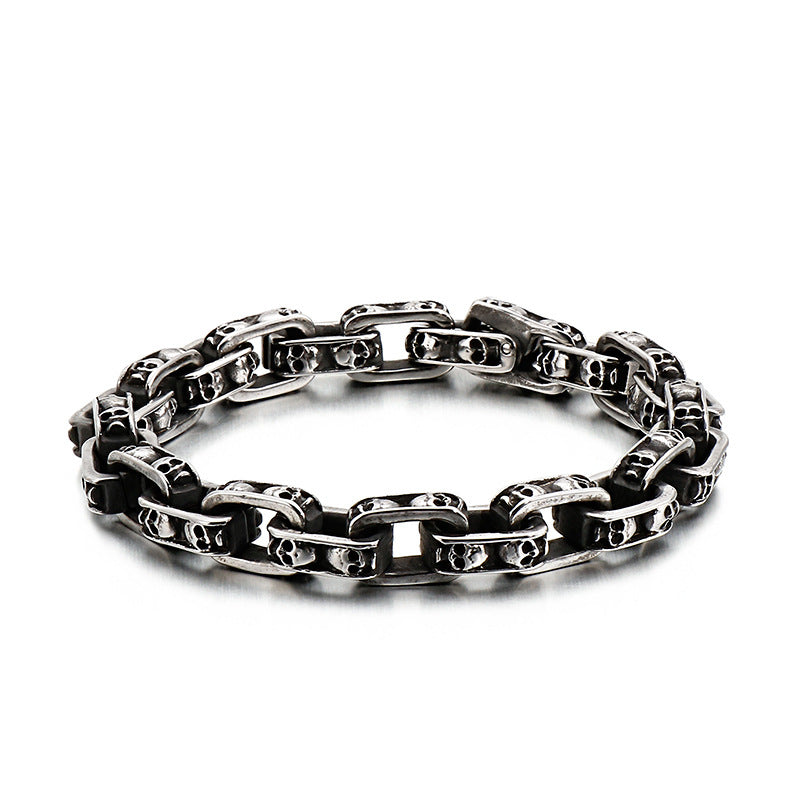 Herren Edelstahl Totenkopf Armband Punk Motorrad Geisterkopf Design Titan Stahl Armband | KB120968-BDJX 