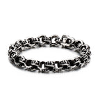Herren Edelstahl Totenkopf Armband Punk Motorrad Geisterkopf Design Titan Stahl Armband | KB120968-BDJX 