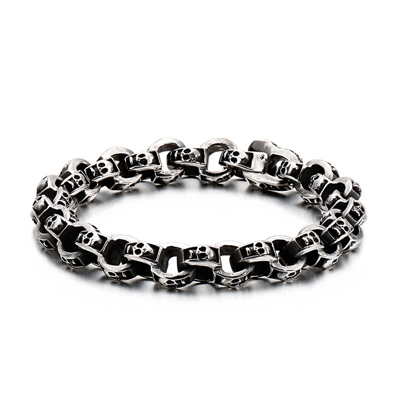 Herren Edelstahl Totenkopf Armband Punk Motorrad Geisterkopf Design Titan Stahl Armband | KB120968-BDJX 
