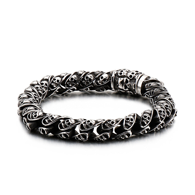 Herren Edelstahl Totenkopf Armband Punk Motorrad Geisterkopf Design Titan Stahl Armband | KB120968-BDJX 
