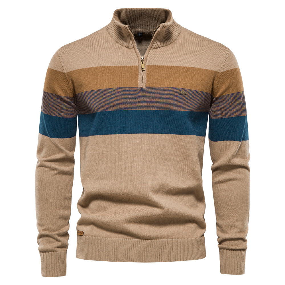 Herren Strickpullover mit Stehkragen und halbem Reißverschluss – Slim Fit Pullover für Herbst &amp; Winter | Y245 