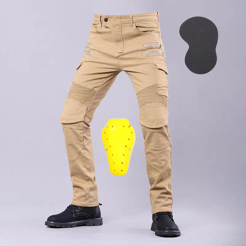 MOTOJSMT Motorcycle Riding Jeans | Casual Cargo Pants with Protective Armor | Zipper Pocket Racing Trousers for Summer | MOTOJSMT
