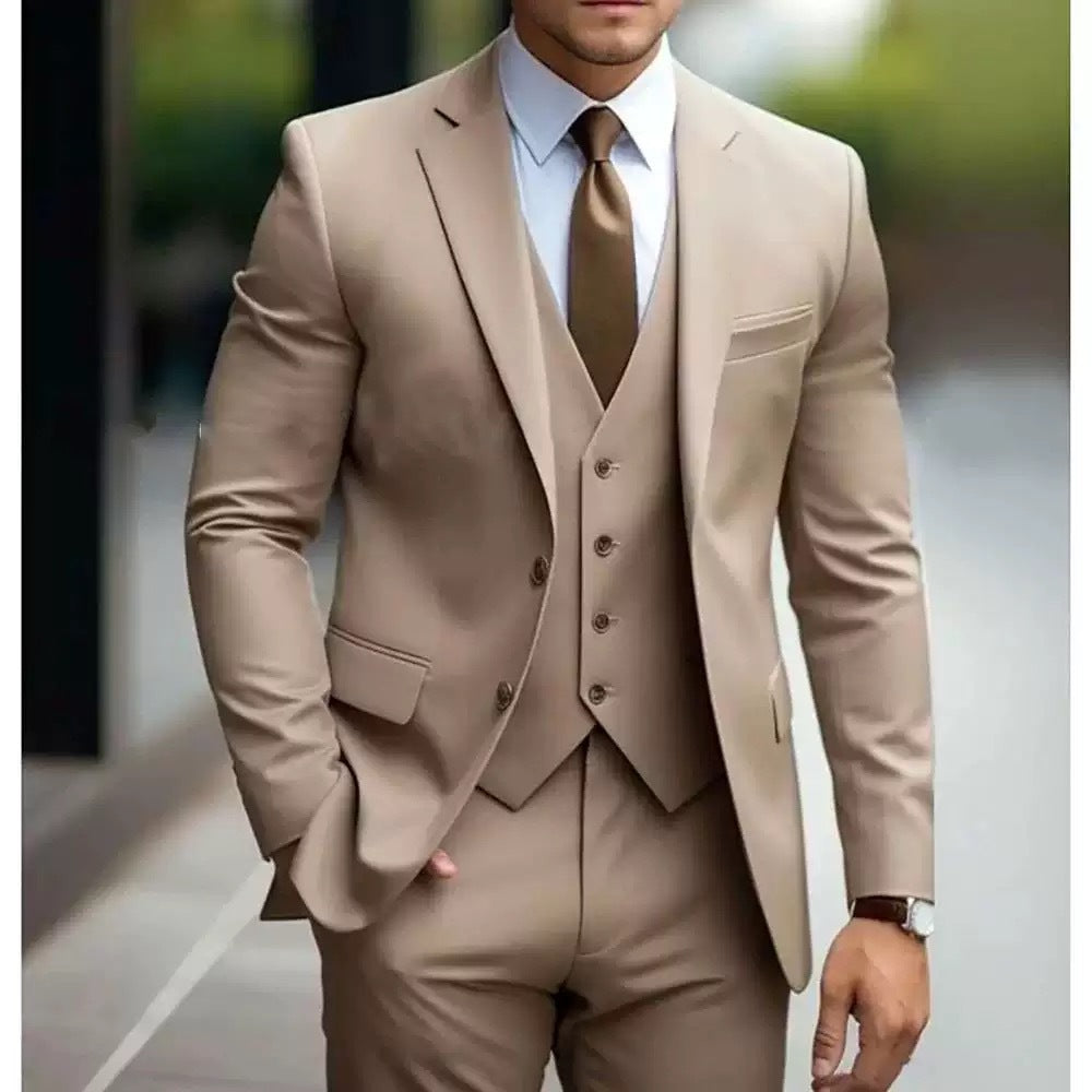 2026 Men‘s 3-Piece Suit Set | Loose Fit Wedding & Business Suit for Big & Tall Gentlemen | Cross-Border Formal Wear | SBT003