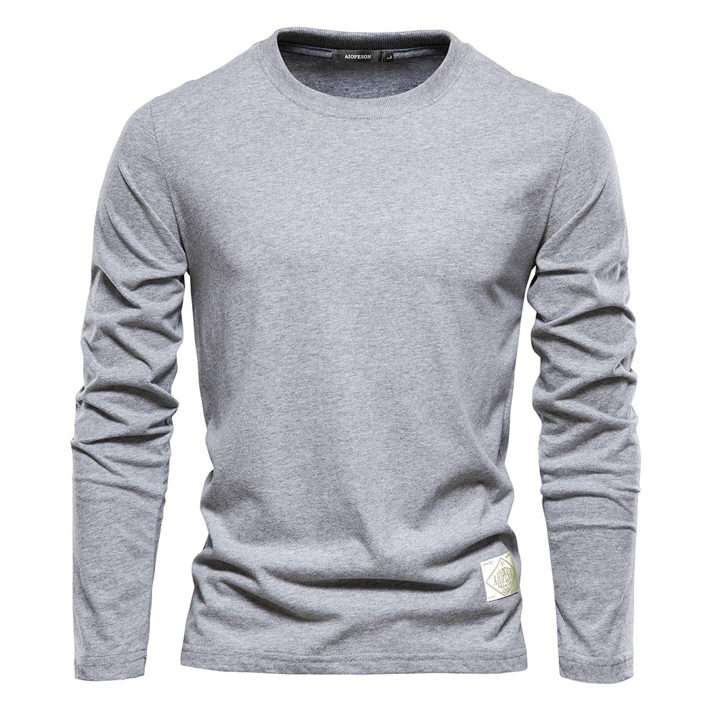 Lässiger Slim Fit Pullover für Herren, einfarbig, Langarm-T-Shirt | 2301 