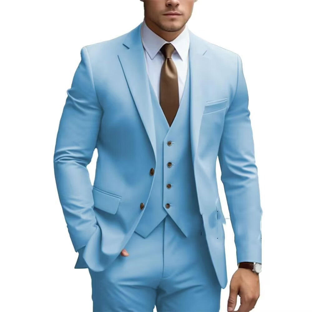 2026 Men‘s 3-Piece Suit Set | Loose Fit Wedding & Business Suit for Big & Tall Gentlemen | Cross-Border Formal Wear | SBT003