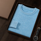 Men's Premium Cashmere Blend Sweater Chunky Knit Crew Neck Pullover Winter Warm Relaxed Fit Knitwear | JW-039