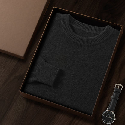 Men's Premium Cashmere Blend Sweater Chunky Knit Crew Neck Pullover Winter Warm Relaxed Fit Knitwear | JW-039
