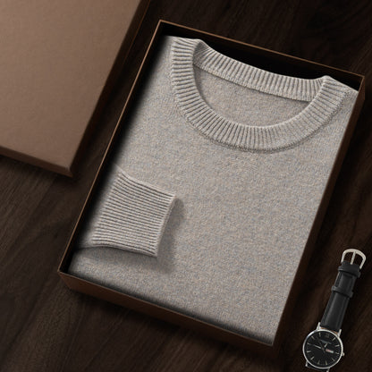 Men's Premium Cashmere Blend Sweater Chunky Knit Crew Neck Pullover Winter Warm Relaxed Fit Knitwear | JW-039