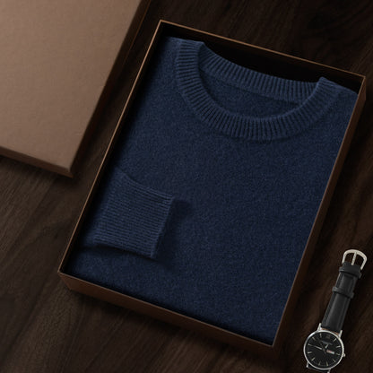 Men's Premium Cashmere Blend Sweater Chunky Knit Crew Neck Pullover Winter Warm Relaxed Fit Knitwear | JW-039