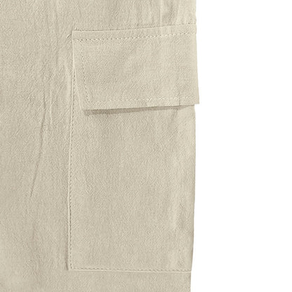 Herren-Cargohose aus leichtem Leinen für alle vier Jahreszeiten, atmungsaktiv, mit mehreren Taschen, lockere Hose mit weitem Bein | MTGZ-9 