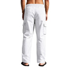 Herren-Cargohose aus leichtem Leinen für alle vier Jahreszeiten, atmungsaktiv, mit mehreren Taschen, lockere Hose mit weitem Bein | MTGZ-9 