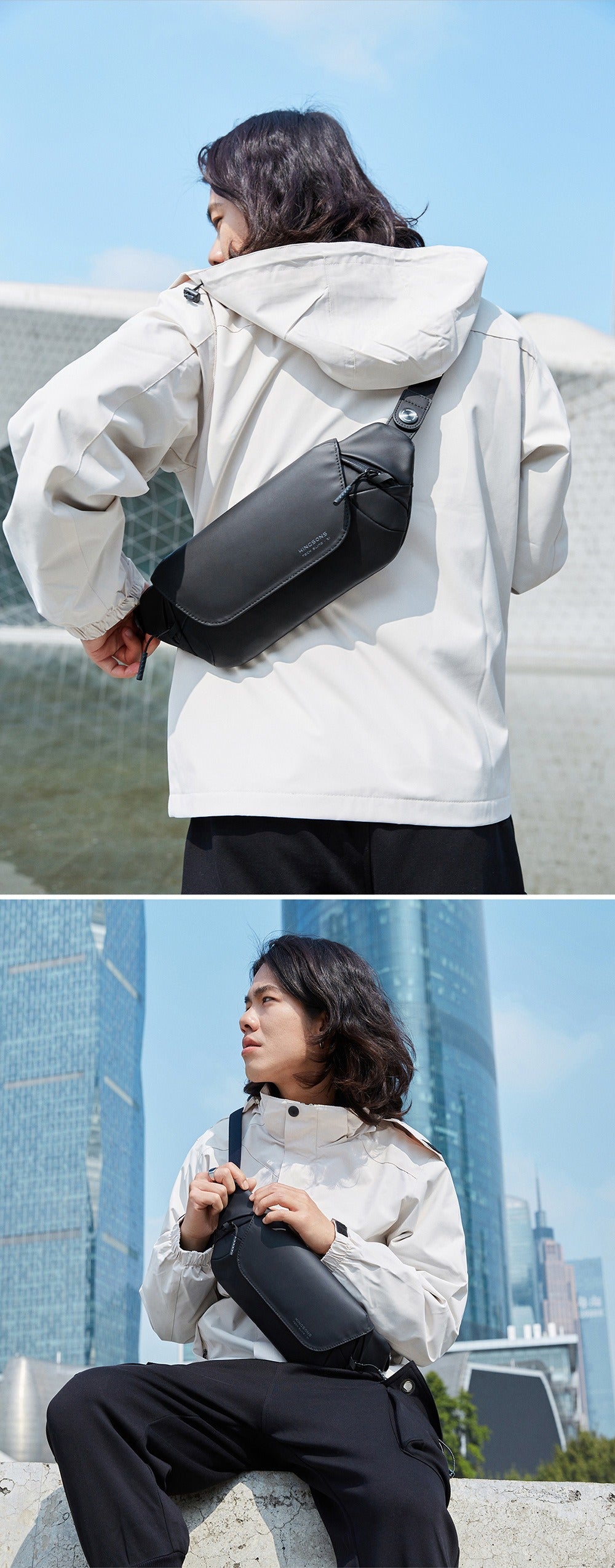 Kingsons Herren Brusttasche – Wasserdicht, Leicht, Crossbody | 3248-A 