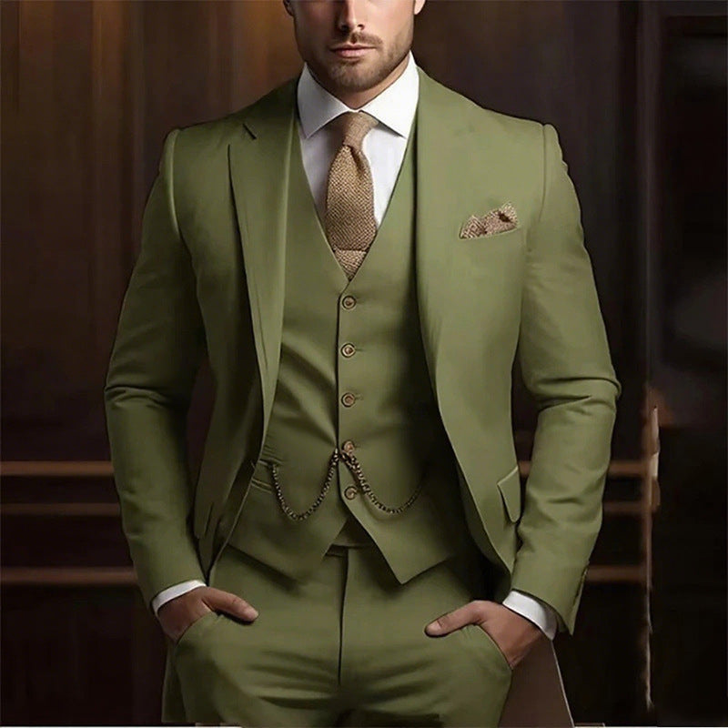 Premium 3-Piece Suit Set | Men’s Wedding & Banquet Suit with Vest | Tailored Fit Formal Wear in 20 Colors