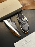Men's Genuine Leather & Mesh  Breathable Shoes Travel Comfort Insole Slip-On Trainers Casual Driving Boots