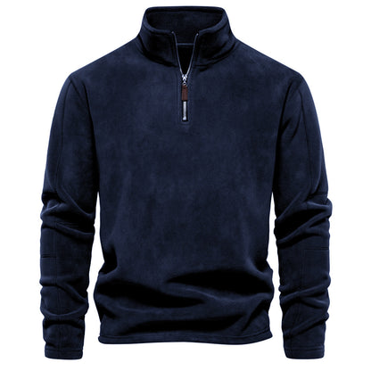 Herren Fleece Pullover Sweatshirts | Herbst-Winter 2025 Europa Mode | Half-Zip Stehkragen Tops | HD08 