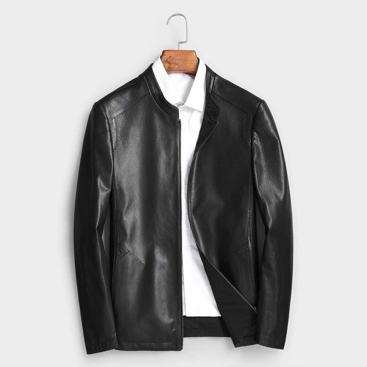 Men’s Genuine Cowhide Leather Jacket | Reversible Fur-Lined Mid-Length Coat | Business Casual Winter Outerwear | 8803