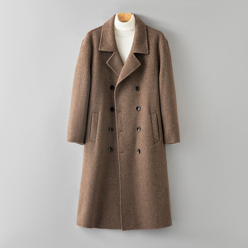 100% Wool Double-Faced Long Overcoat | Men’s Premium Knee-Length Wool Coat | Tailored Business & Casual Outerwear | 86713