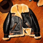B3 Original Shearling Aviator Jacket | Men's Genuine Sheepskin Leather Bomber | Warm Fur-Lined Motorcycle Coat