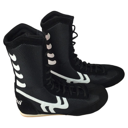 Professional Boxing Training Shoes | High-Top Competition Fight Shoes with Gum Rubber Sole Martial Arts Footwear | Fight001